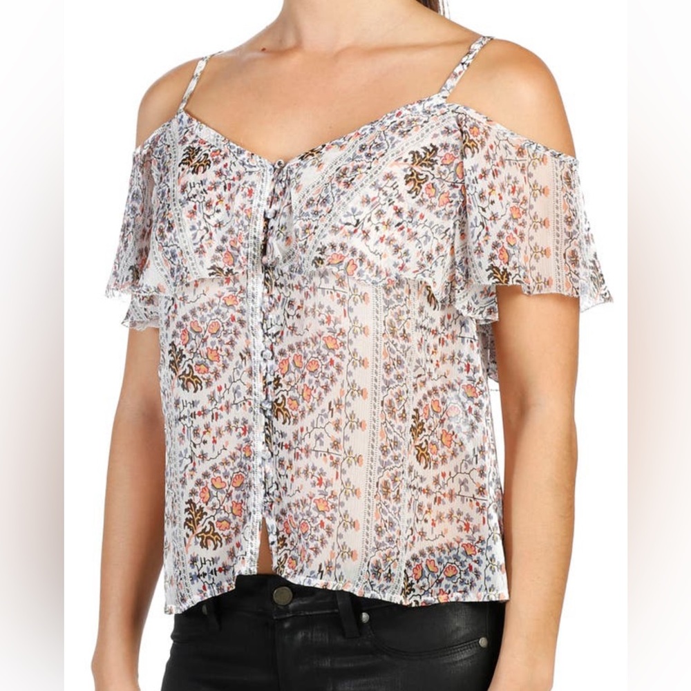 PAIGE Henna Silk Top, Size M.